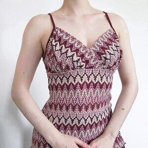 Vintage Y2K pink and burgundy baby doll halter top